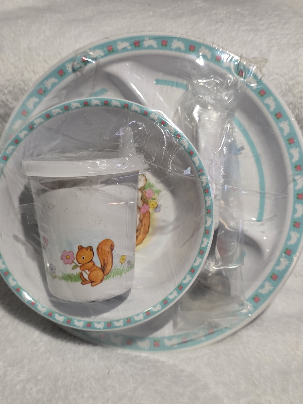 Vintage 1987 Enesco Fraser Collection Melamine Children's Meal Set
